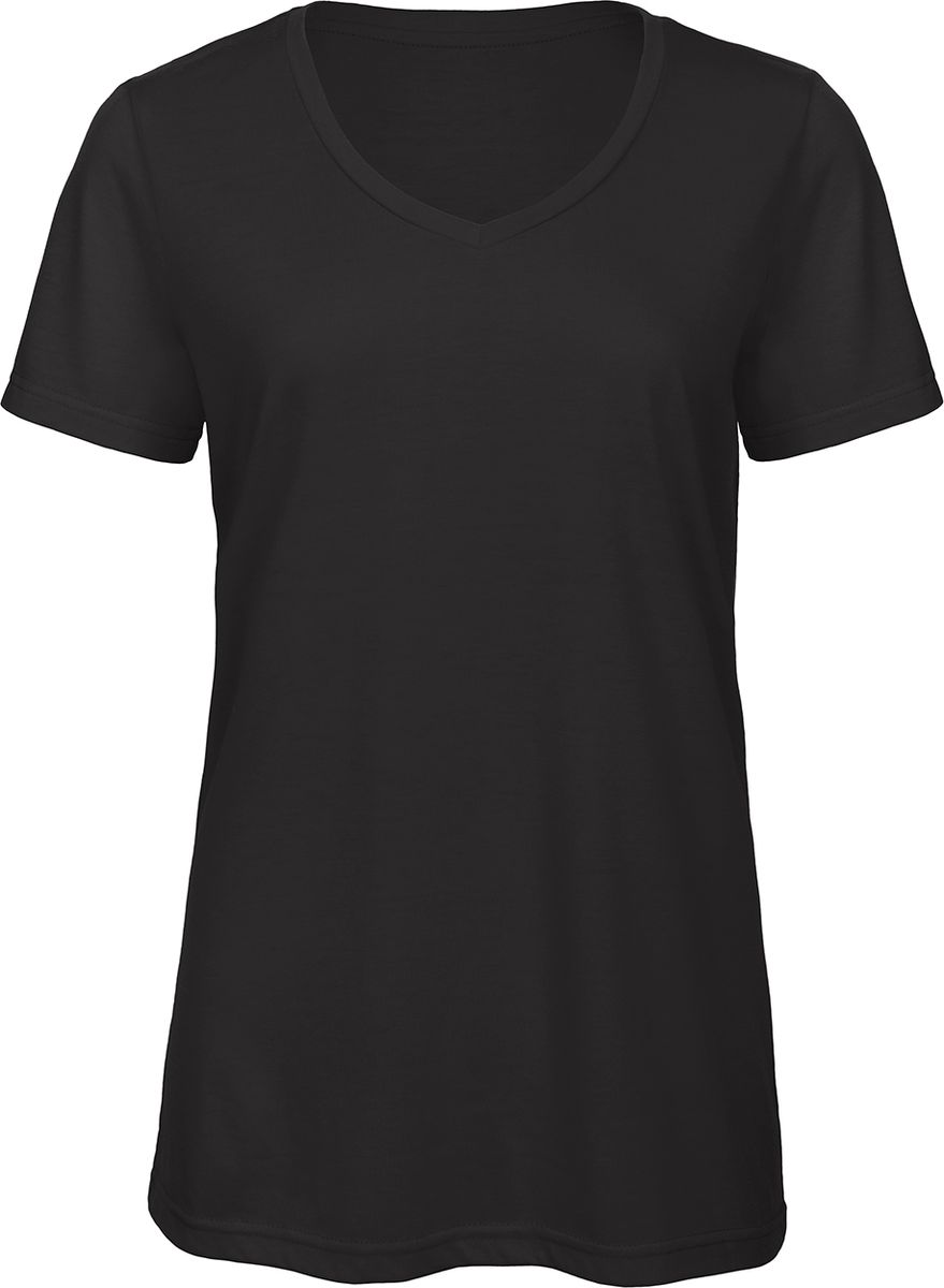 Γυναικείο T-Shirt TW058 B&C Triblend με V Λαιμόκοψη Black
