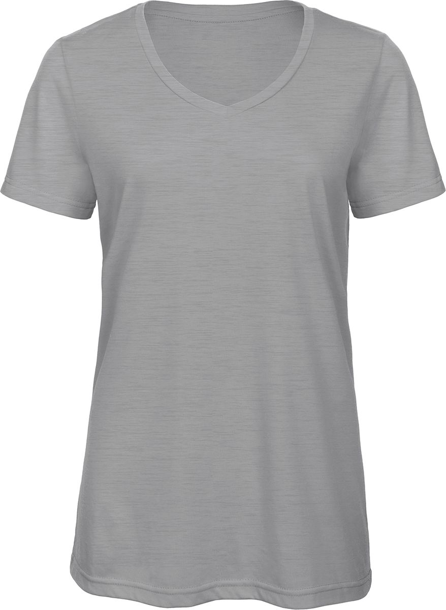 Γυναικείο T-Shirt TW058 B&C Triblend με V Λαιμόκοψη Heather Light Grey