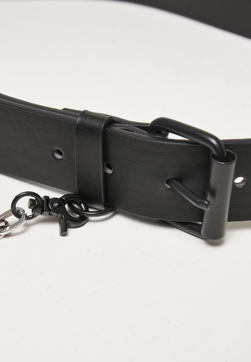 Imitation Leather Belt With Metal Chain Urban Classics TB4639 Black