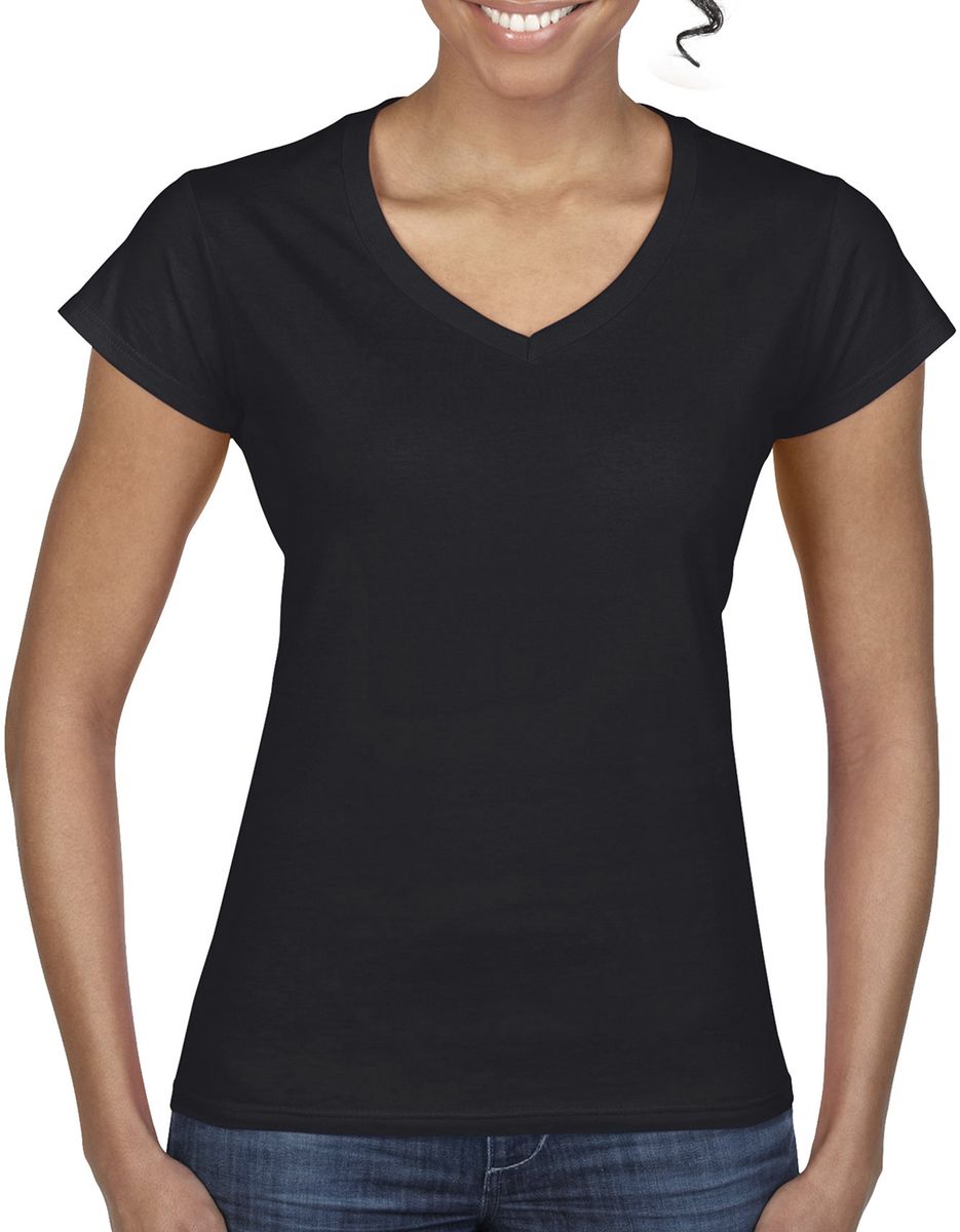 Γυναικείο T-Shirt με V-Neck 64V00L Gildan Softstyle Black