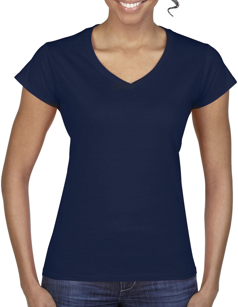 Γυναικείο T-Shirt με V-Neck 64V00L Gildan Softstyle Navy