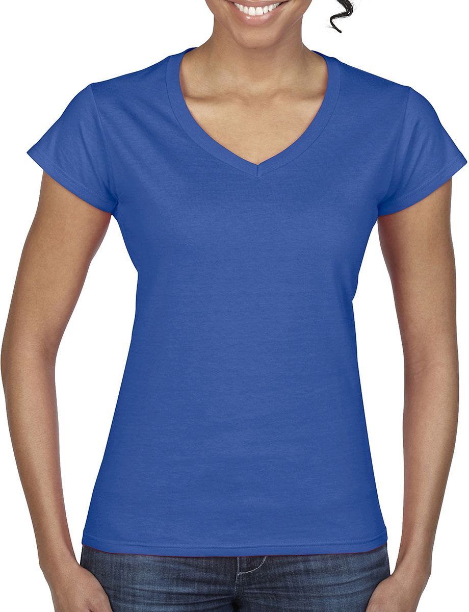 Ladies Softstyle V-Neck T-Shirt Gildan 64V00L Royal