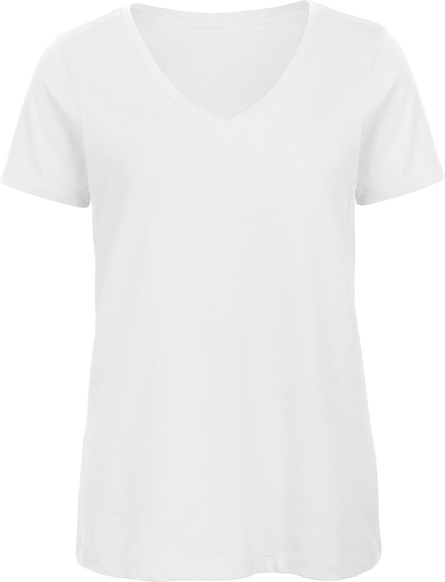Γυναικείο T-Shirt TW045 B&C Organics Organic V-Neck White