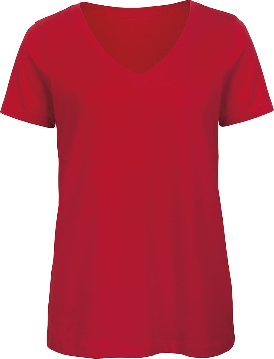 Γυναικείο T-Shirt TW045 B&C Organics Organic V-Neck Red