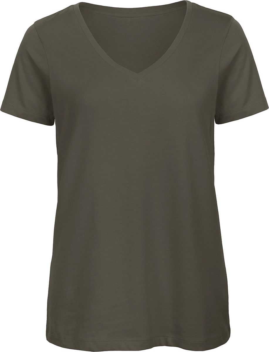 Γυναικείο T-Shirt TW045 B&C Organics Organic V-Neck Khaki Green