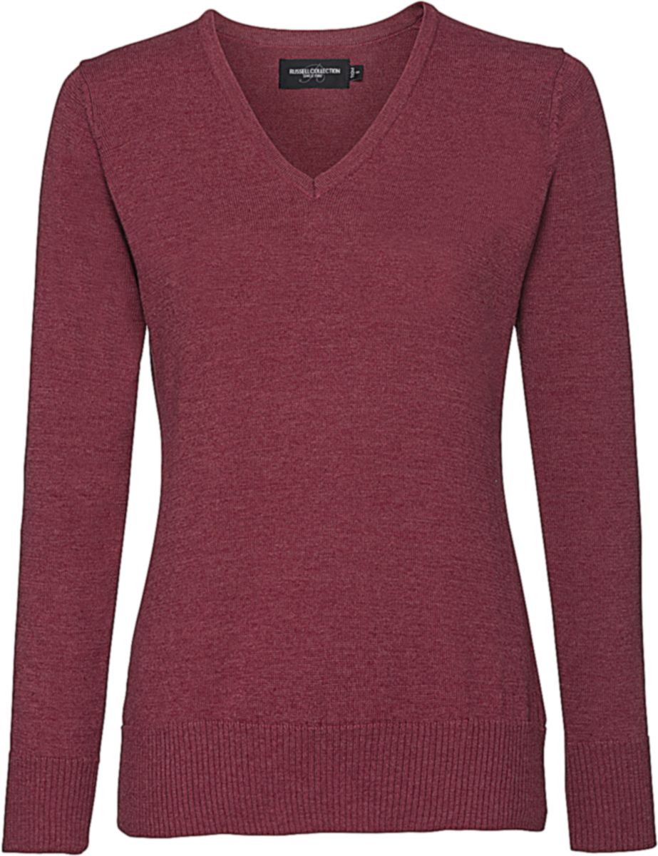 Γυναικείο Πλεκτό Πουλόβερ R-710F-0 Russell V-Neck Cranberry Marl