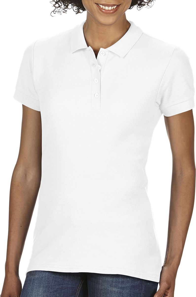 Γυναικεία Μπλούζα Polo 64800L Gildan Softstyle Double Pique White