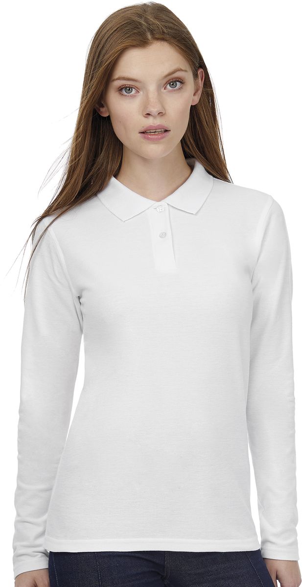 Μπλούζα Polo Γυναικεία Μακρυμάνικη PWI13 B & C ID.001 LSL White