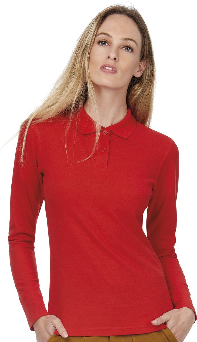 Μπλούζα Polo Γυναικεία Μακρυμάνικη PWI13 B & C ID.001 LSL Red
