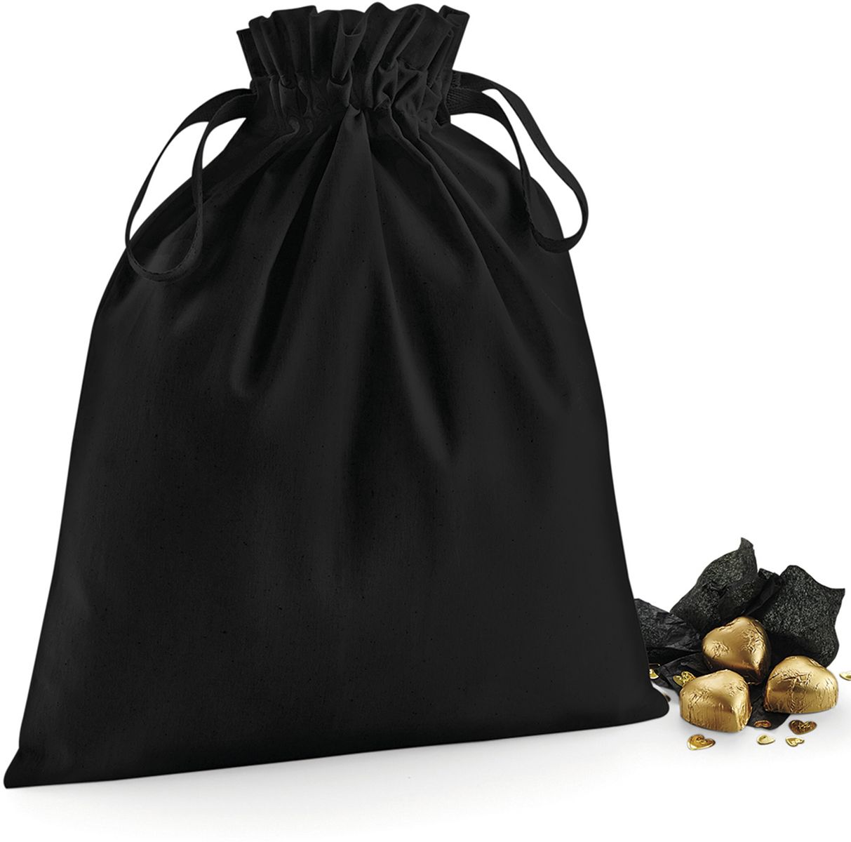 Πουγκί με Κορδόνι W118 Westford Mill Organic Cotton Bag Black
