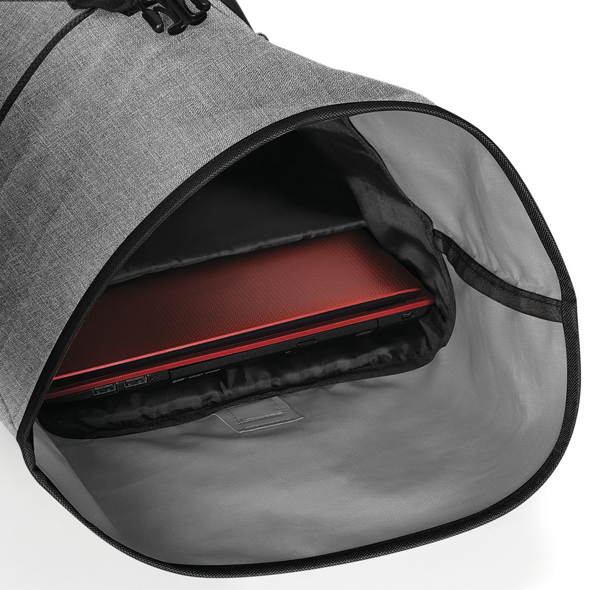 Τσάντα Πλάτης Roll-Top Bg855 Bagbase Grey Marl Black Είδη Ταξιδιου Τσάντες Simple Wear