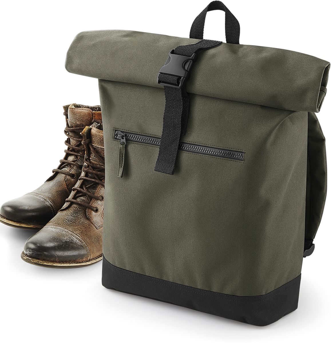 Τσάντα Πλάτης Roll-Top BG855 BagBase Military Green