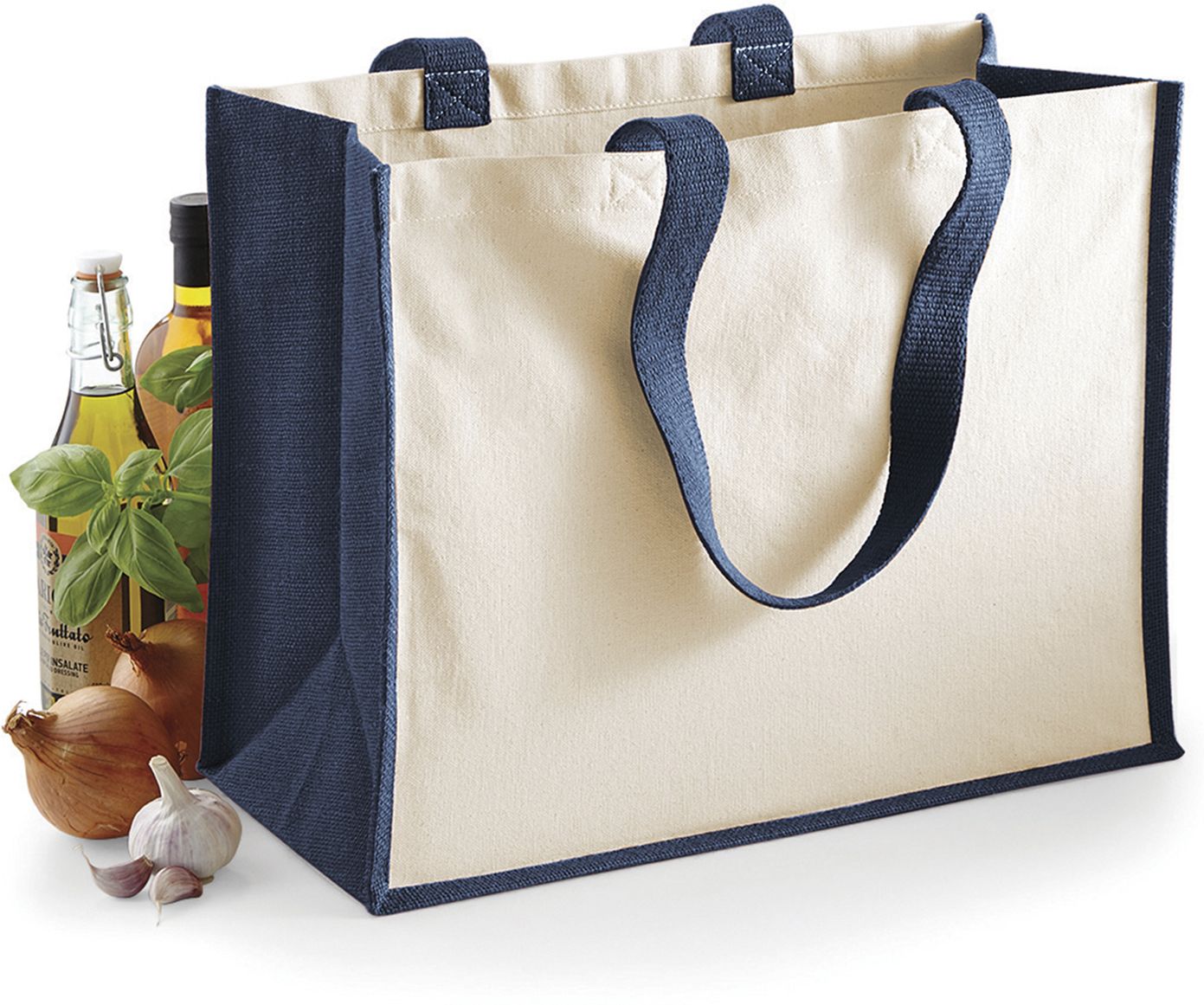 Τσάντα Shopper Jute Classic W422 Westford Mill Natural/Jute Navy