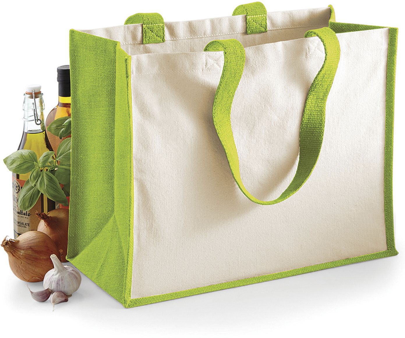 Τσάντα Shopper Jute Classic W422 Westford Mill Natural/Jute Apple Green
