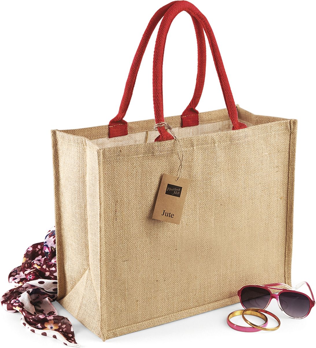 Τσάντα Shopping W407 Westford Mill Γιούτα 21L Natural/Bright Red