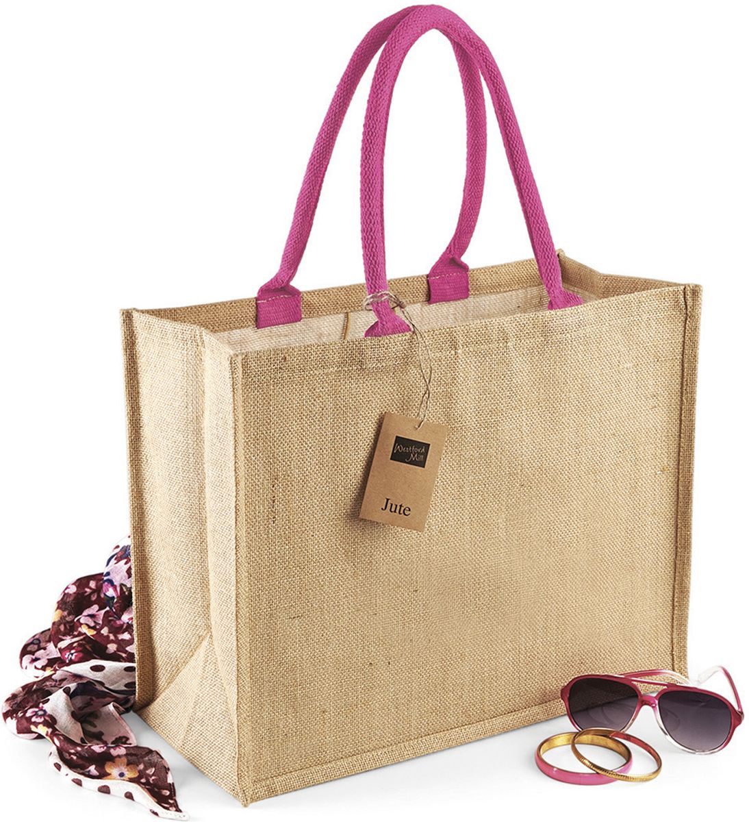 Τσάντα Shopping W407 Westford Mill Γιούτα 21L Natural/Fuchsia
