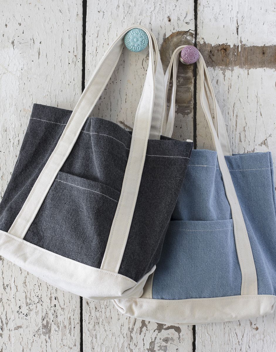 Τσάντα Ώμου Shopping Ca-3828 Ds Jassz Denim Dark Blue Stonewash Natural Είδη Ταξιδιου Bags Simple Wear