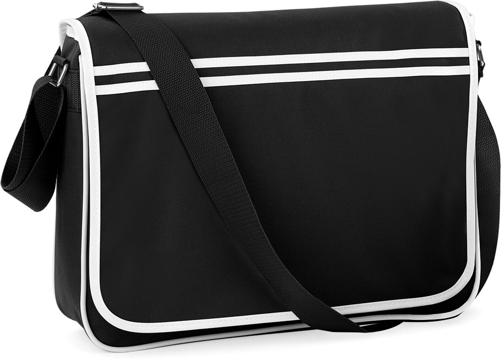 Τσάντα Ώμου Retro Messenger Bag BG71 BagBase Black/White