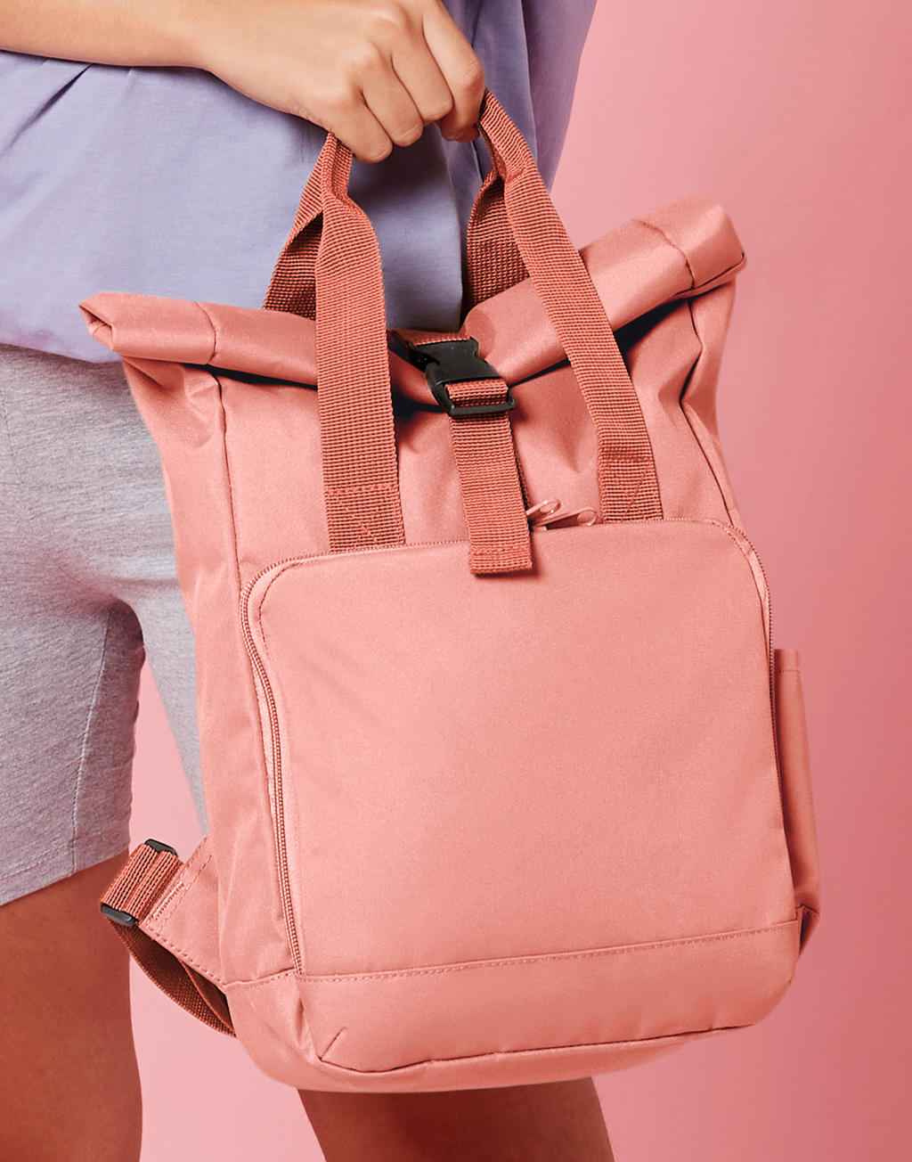 Τσάντα Πλάτης Recycled Mini Twin Handle Roll-Top Bg118S Bag Base Blush Pink Είδη Ταξιδιου Τσάντες Simple Wear