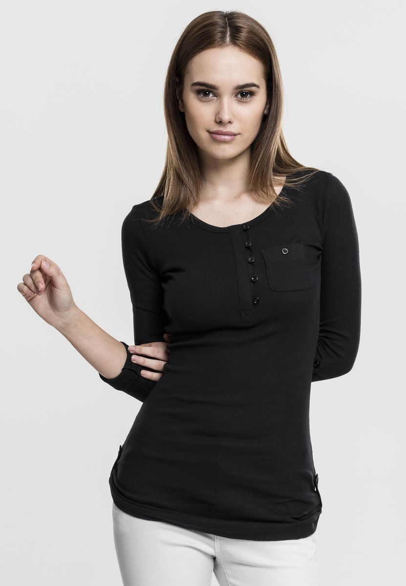 Γυναικείο T-Shirt Long Rib Pocket Turnup Tee Urban Classics TB1297 Black