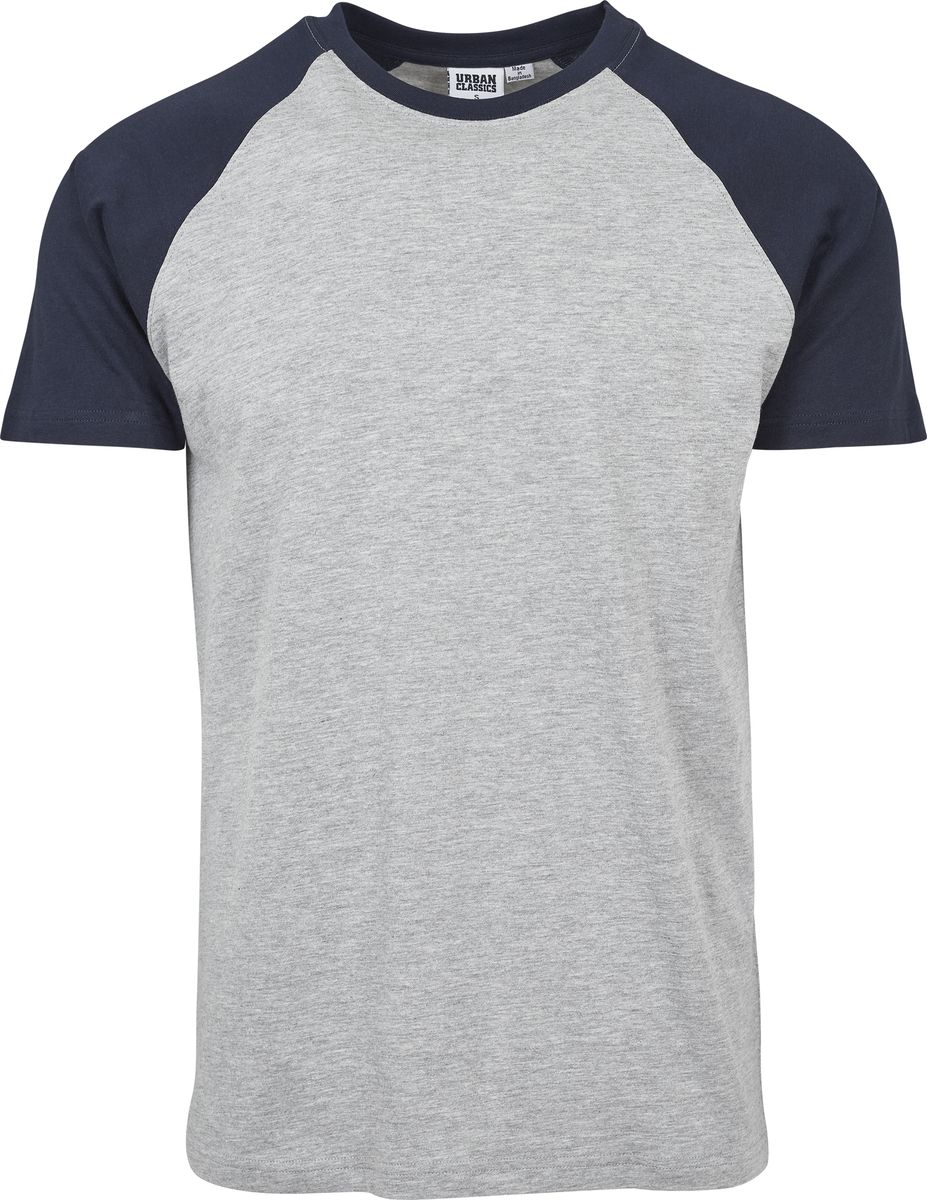 T-Shirt Tb639 Urban Classics Raglan Contrast Tee Grey Navy ανδρικά Basic T-Shirts Simple Wear Μπλουζάκια κοντομάνικα