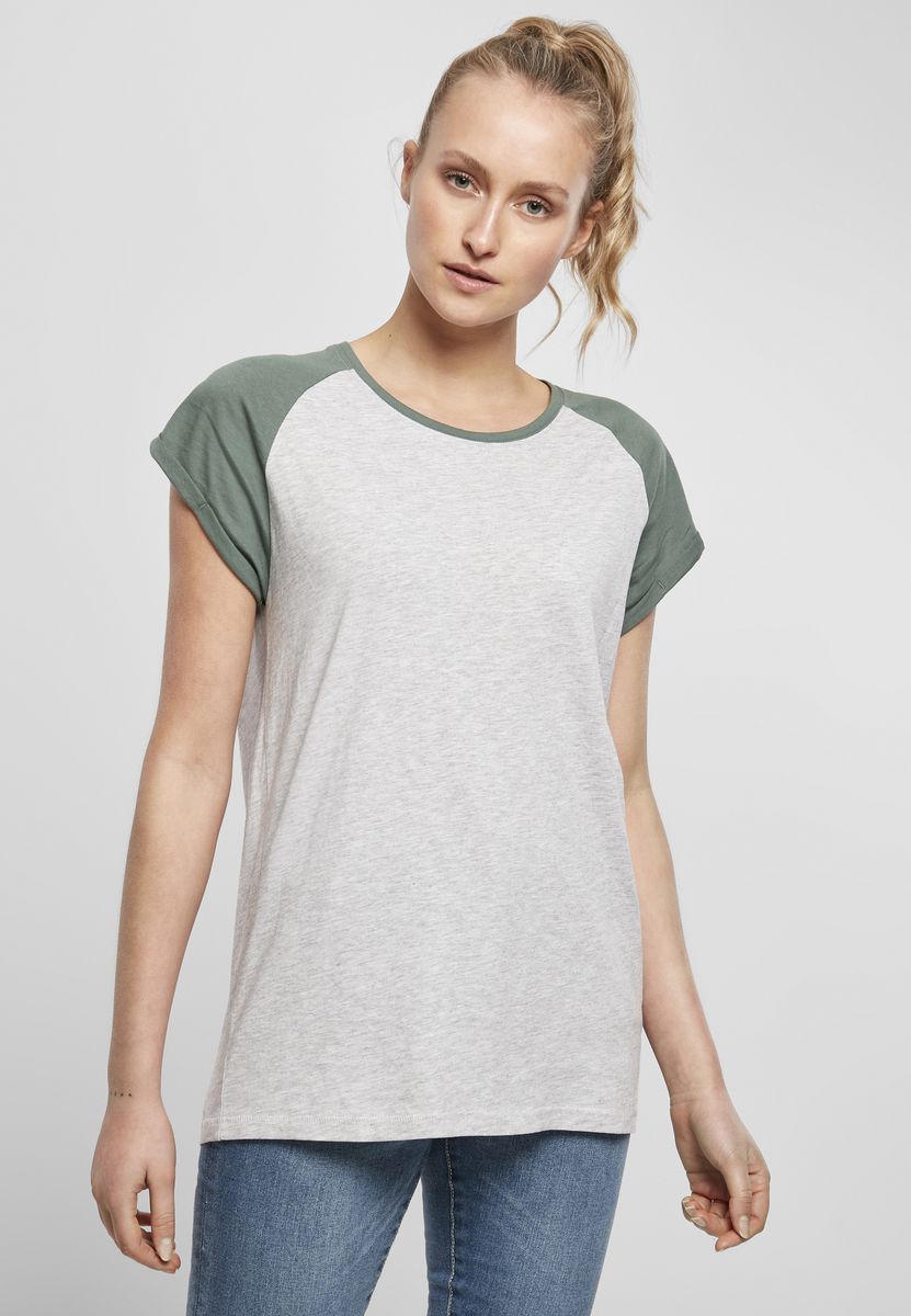 Γυναικείο T-shirt Contrast Raglan TB1913 Urban Classics Light Grey/Pale Leaf