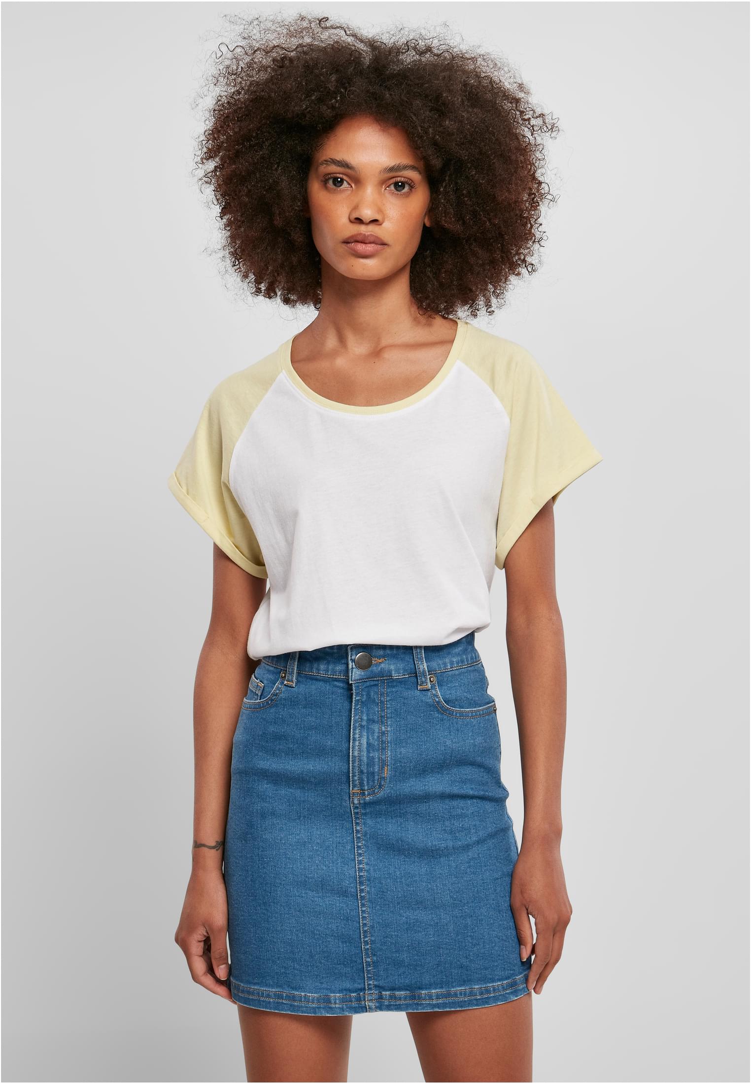 Γυναικείο T-Shirt Contrast Raglan TB1913 Urban Classics White/Soft Yellow
