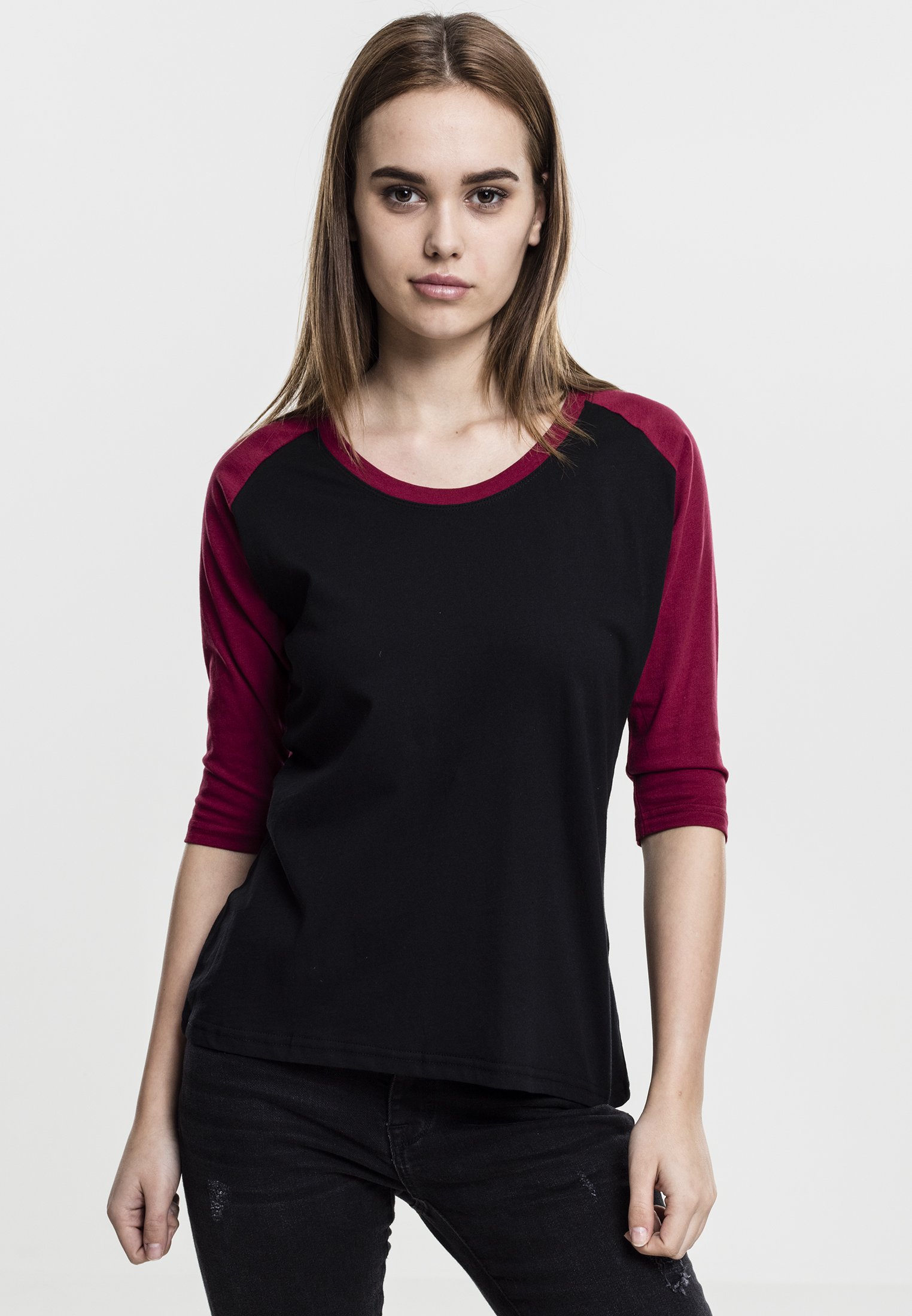 Γυναικεία Μπλούζα 3/4 Contrast Raglan Tee TB733 Urban Classics Black/Burgundy