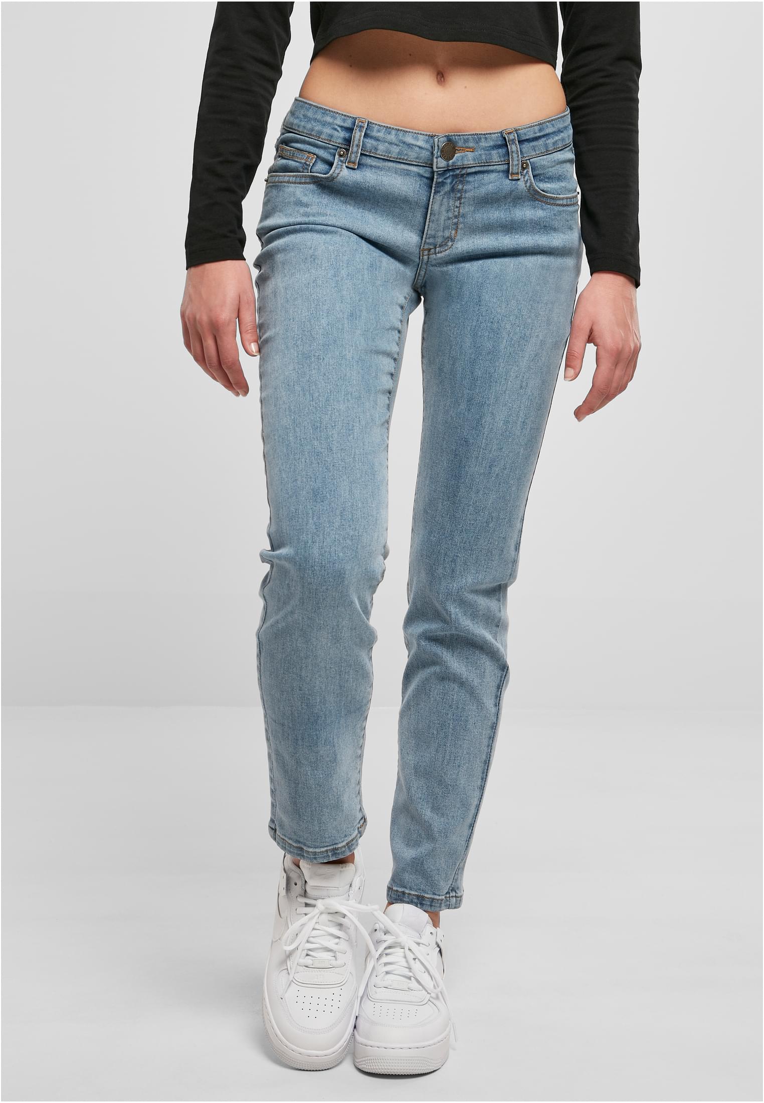 Ladies Low Waist Straight Denim Pants Urban Classics TB5478-03841 tinted lightblue washed
