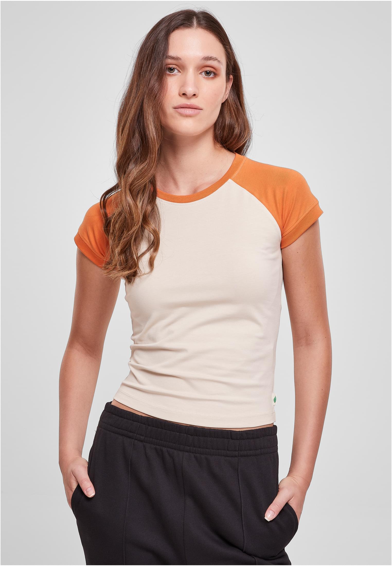 Γυναικείο T-shirt TB5075-04431 Urban Classics Retro Baseball Tee Softseagrass/Vintageorange