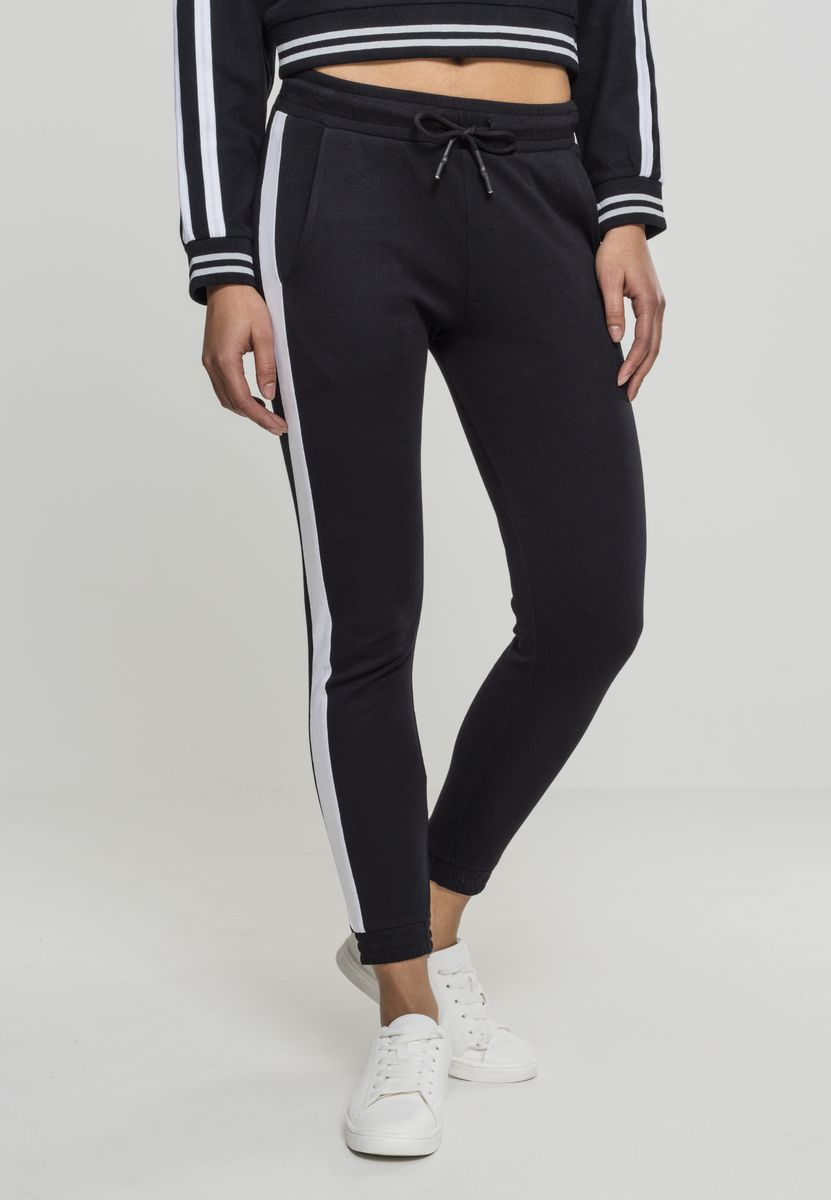 Γυναικεία φόρμα με ρίγα στο πλάι Urban Classics TB1992 Black/White