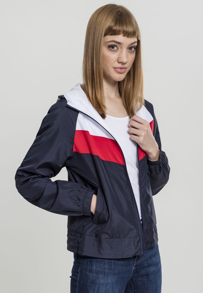Γυναικείο αντιανεμικό μπουφάν 3-Tone Urban Classics TB2009 Navy/White/Fire Red