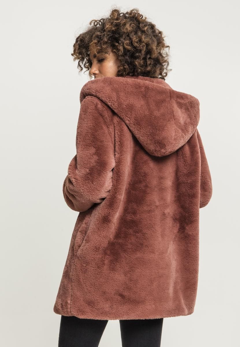 Γυναικείο Παλτό Teddy με Κουκούλα Tb2375 Urban Classics Dark Rose Darkrose Outlet γυναικεία Simple Wear
