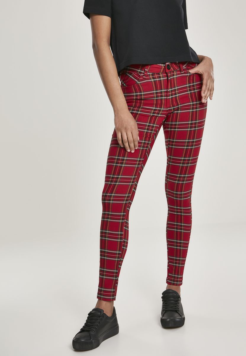 Γυναικείο παντελόνι Skinny Tartan Urban Classics TB2848 Red/Black
