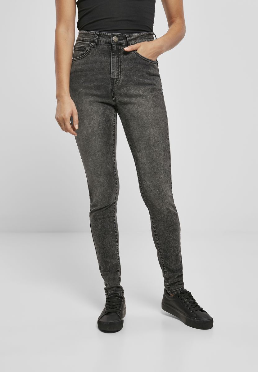 Γυναικείο παντελόνι High Waist Skinny Urban Classics TB2970 Black Stone Washed