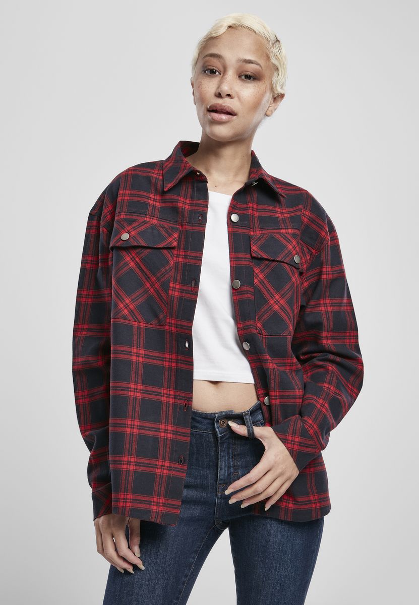 Γυναικείο πουκάμισο Oversized Overshirt Urban Classics TB3627 Midnight Navy/Red