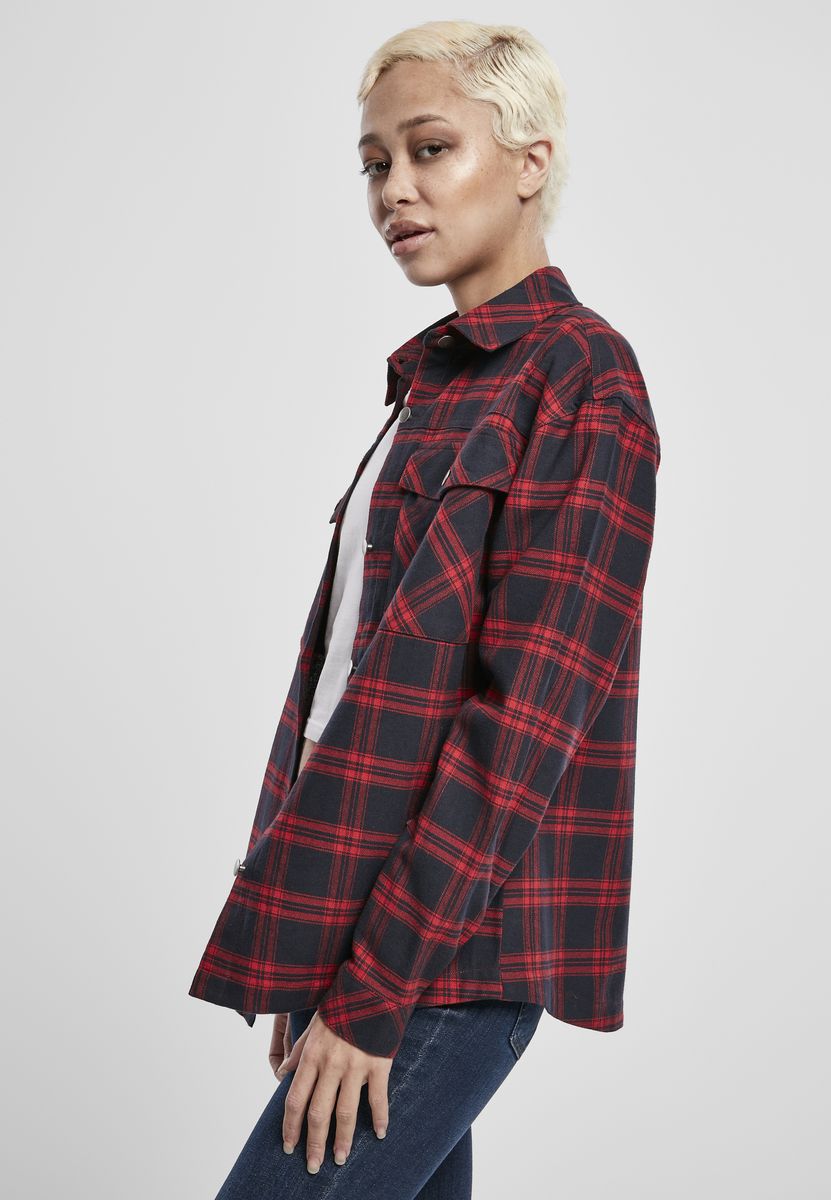 Γυναικείο Πουκάμισο Oversized Overshirt Urban Classics Tb3627 Midnight Navy Red Outlet γυναικεία Simple Wear