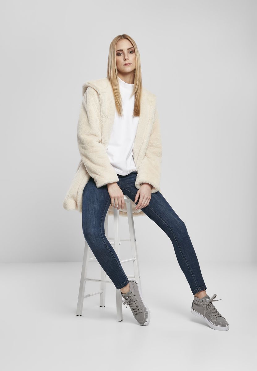 Παλτό με κουκούλα Τeddy TB2375 Urban Classics Off White Λευκό