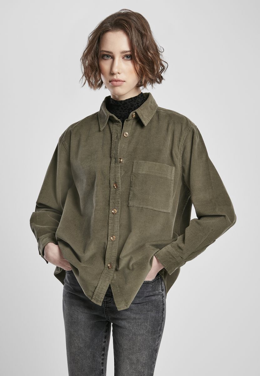 Γυναικείο πουκάμισο Corduroy Oversized Urban Classics TB3755-00176 Olive