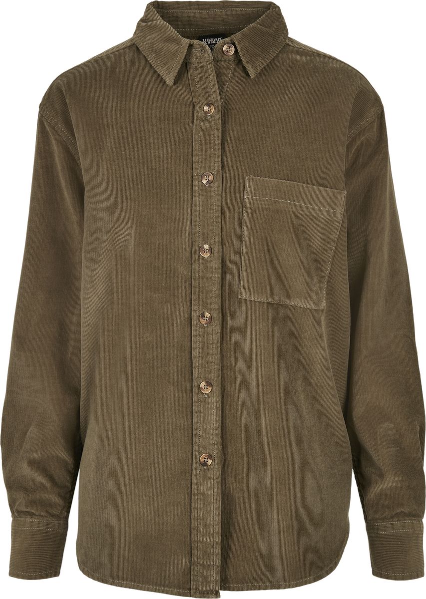 Γυναικείο πουκάμισο Corduroy Oversized Urban Classics TB3755-00176 Olive