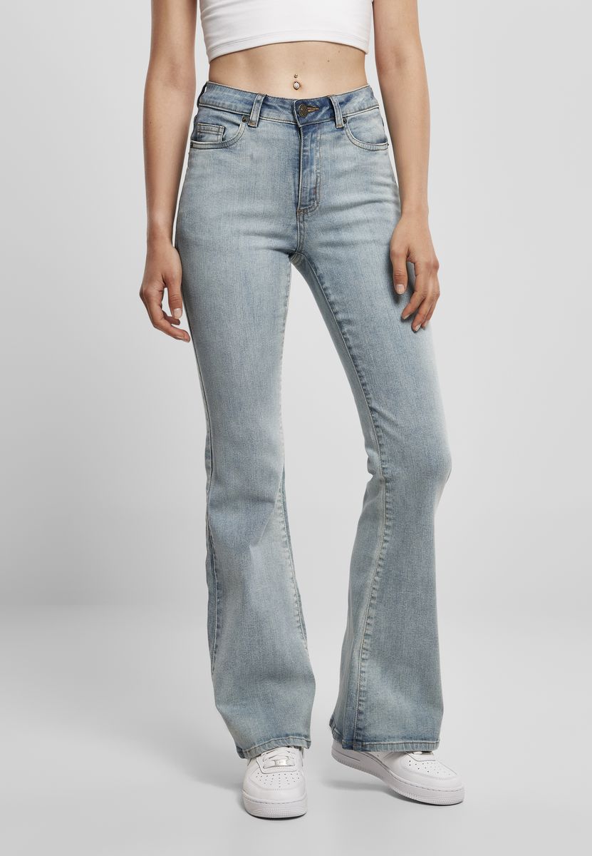Γυναικείο Ψηλόμεσο Παντελόνι Denim Καμπάνα TB4549 Urban Classics Tinted Light Blue Washed