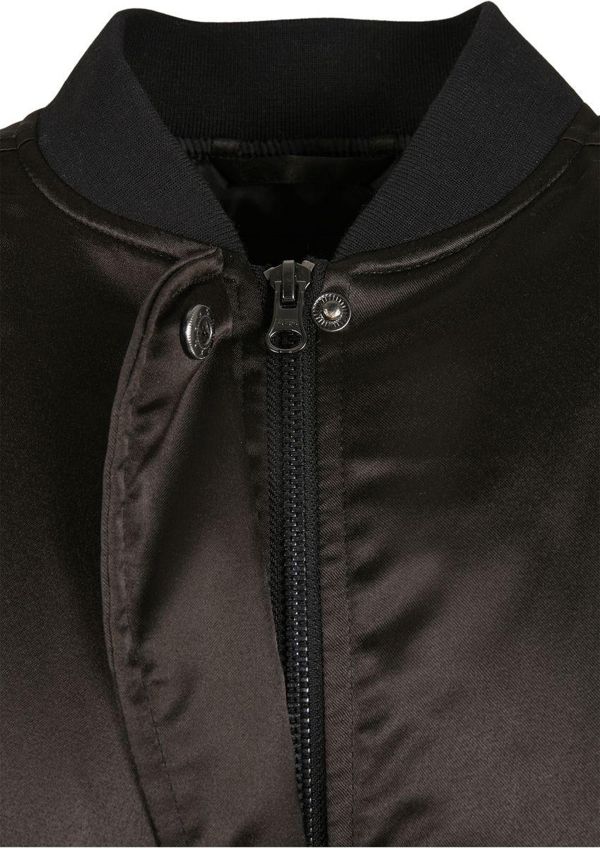 Ladies Short Oversized Satin Bomber Jacket Urban Classics TB4542 Black