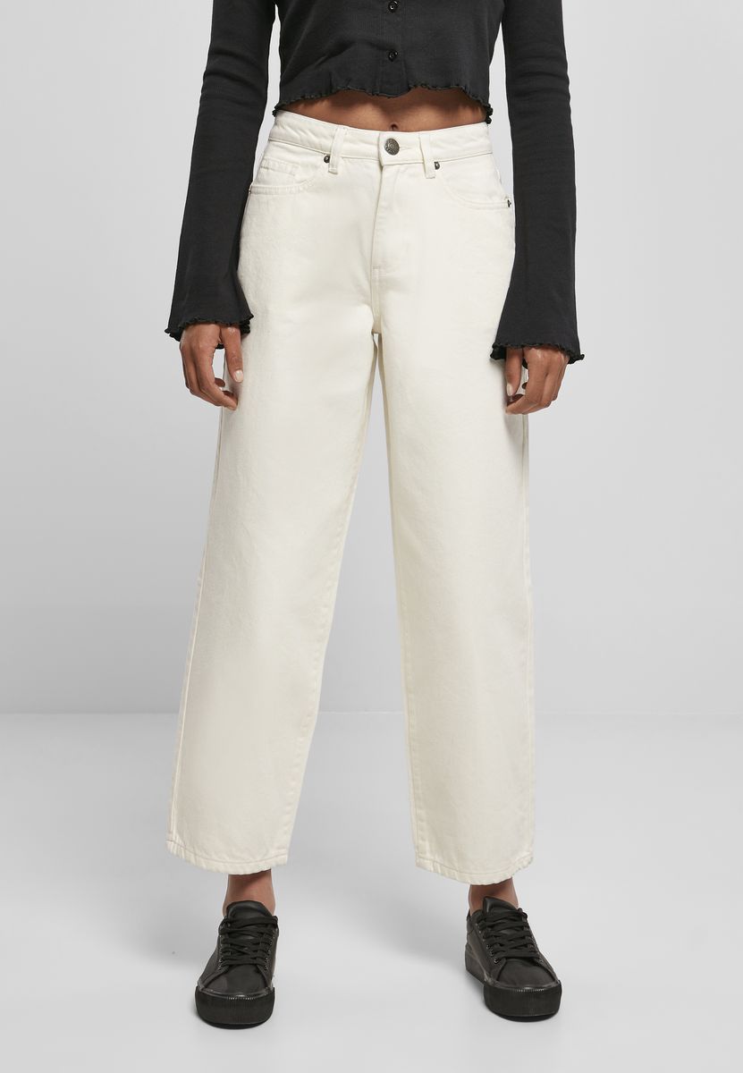 Γυναικείο Ψηλόμεσο Τζιν Παντελόνι Wide Leg Cropped TB4541 Urban Classics White Sand