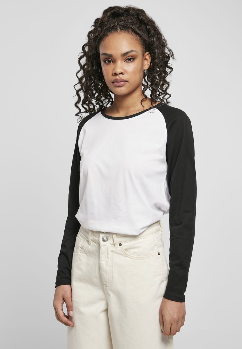 Ladies Contrast Raglan Longsleeve Urban Classics TB4539-01248 White/Black