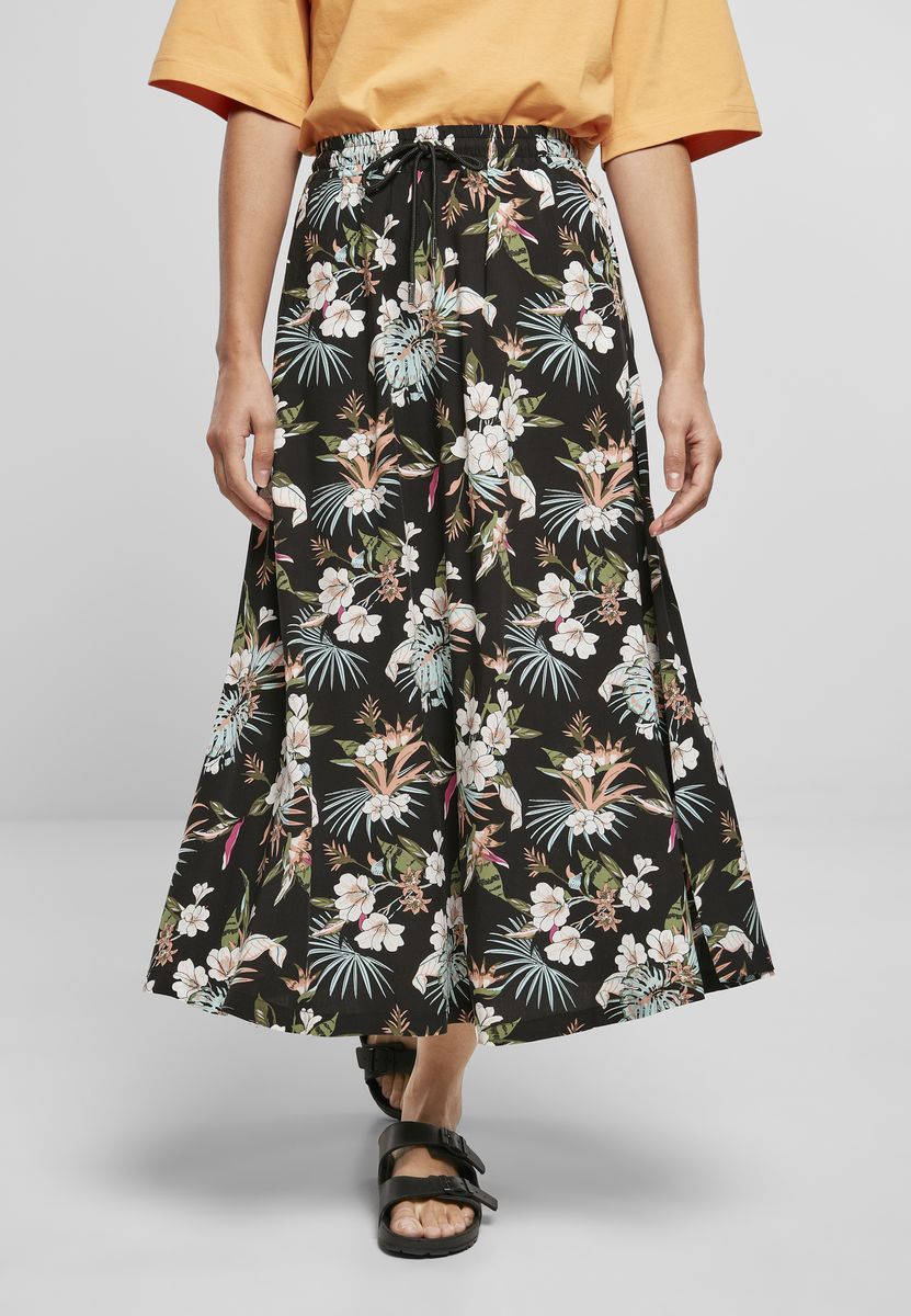 Γυναικεία Midi Φούστα Βισκόζη TB4099 Urban Classics Black Tropical
