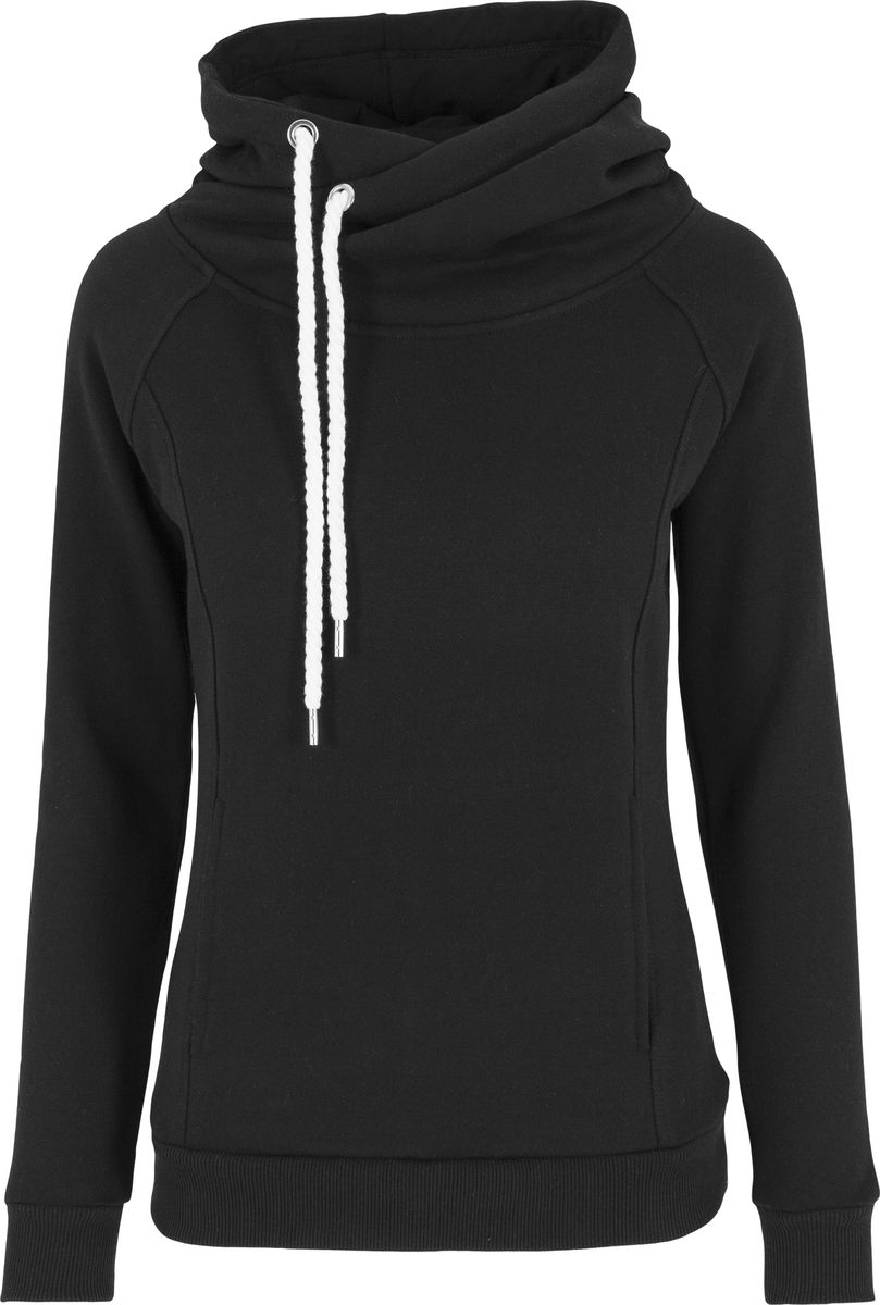 Ladies Raglan High Neck Hoody Urban Classics Tb1076 Black Outlet γυναικεία Simple Wear