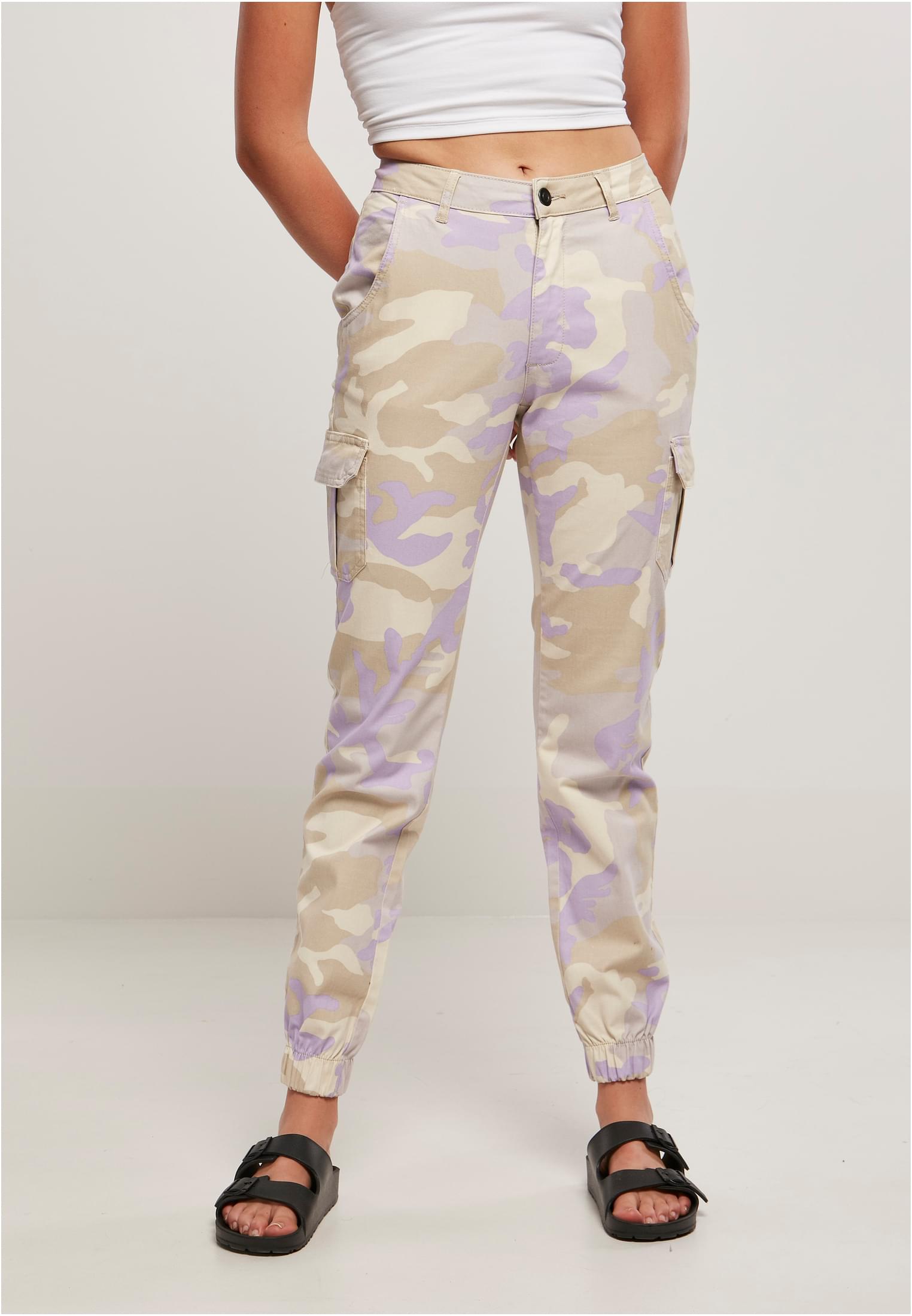High Waist Camo Cargo Pants UC Ladies TB3047 Lilac Camo