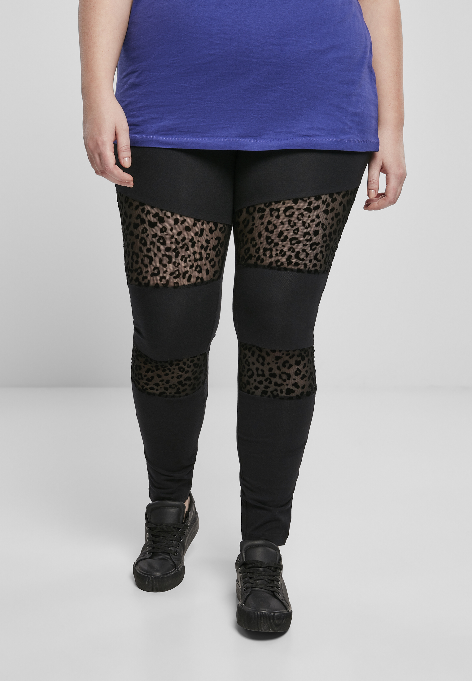 Flock Lace Inset Leggings UC Ladies TB3754 Black