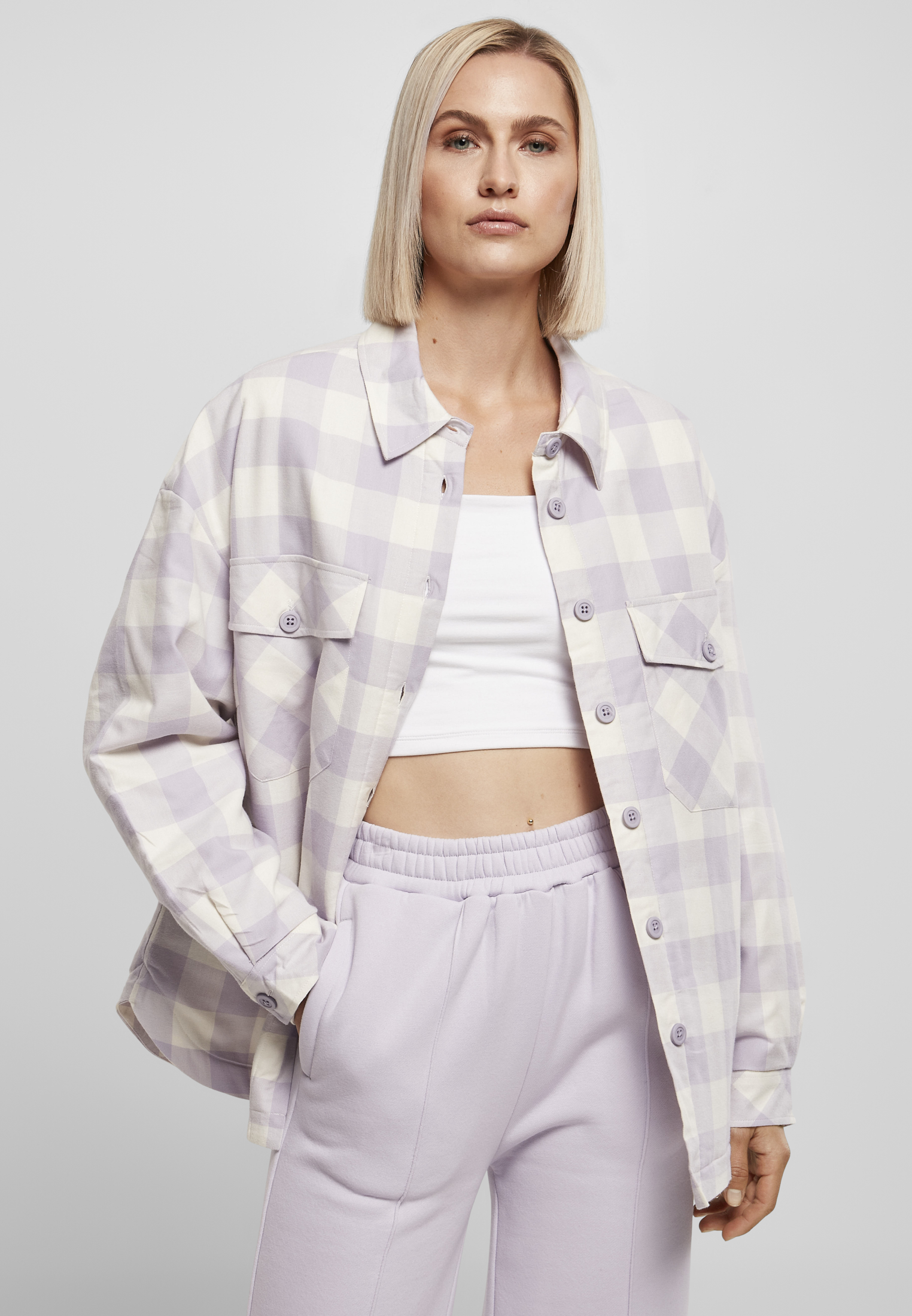 Flanell Padded Overshirt UC Ladies TB4007 White Sand/Soft Lilac