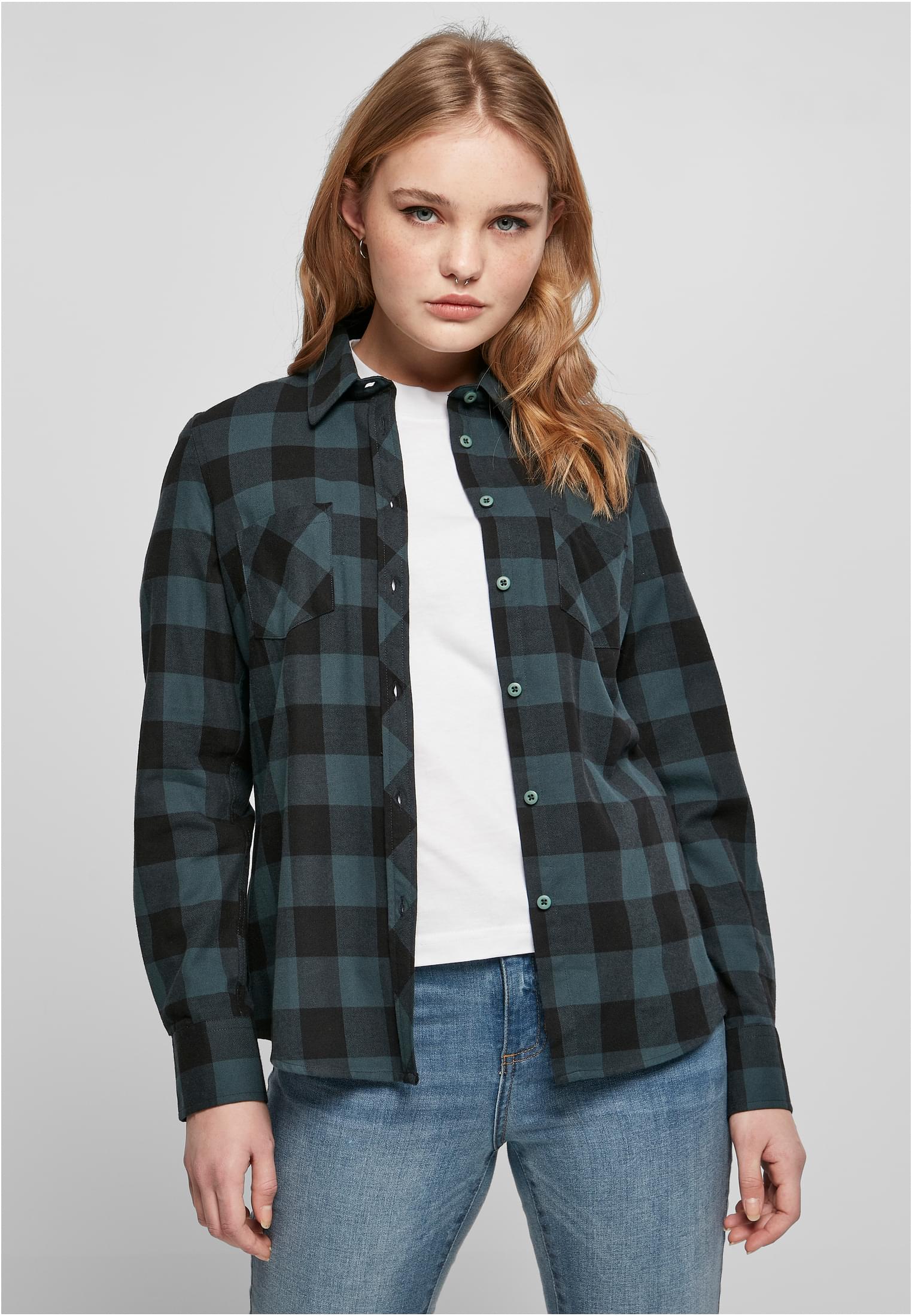 Γυναικείο Καρό Φανελένιο Πουκάμισο TB1280 Urban Classics jasper/black
